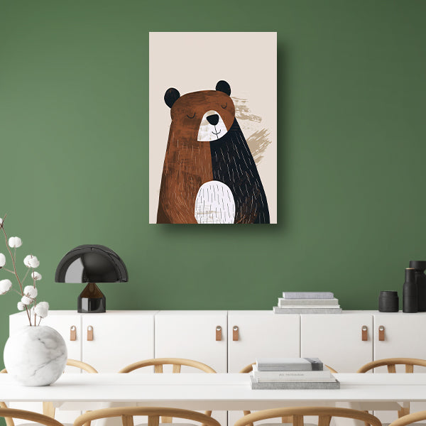 Minimalistisch illustratie van een bruine beer poster
