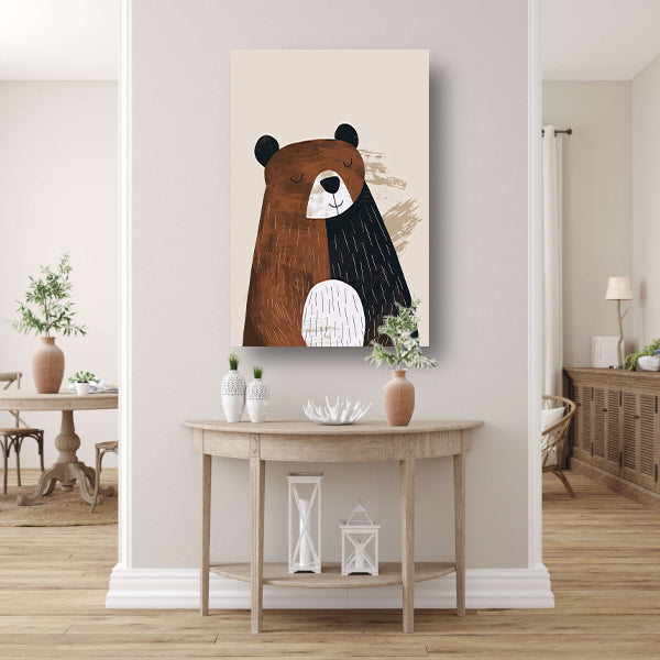 Minimalistisch illustratie van een bruine beer poster
