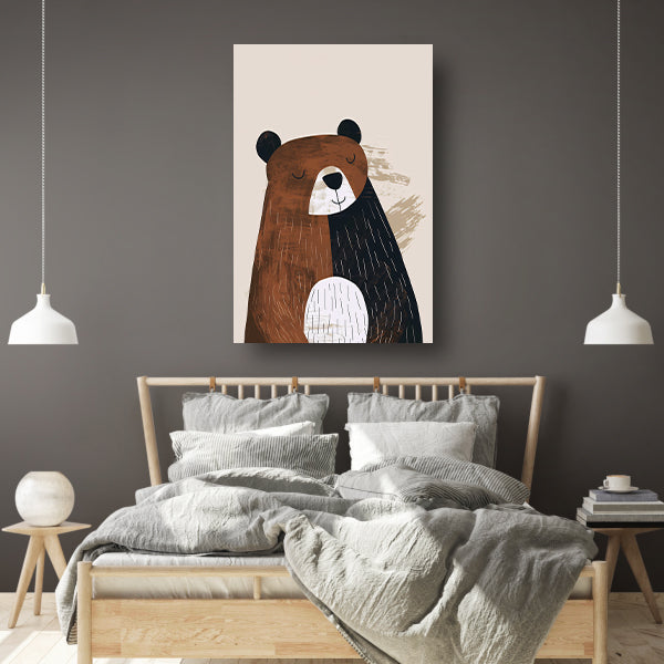 Minimalistisch illustratie van een bruine beer poster