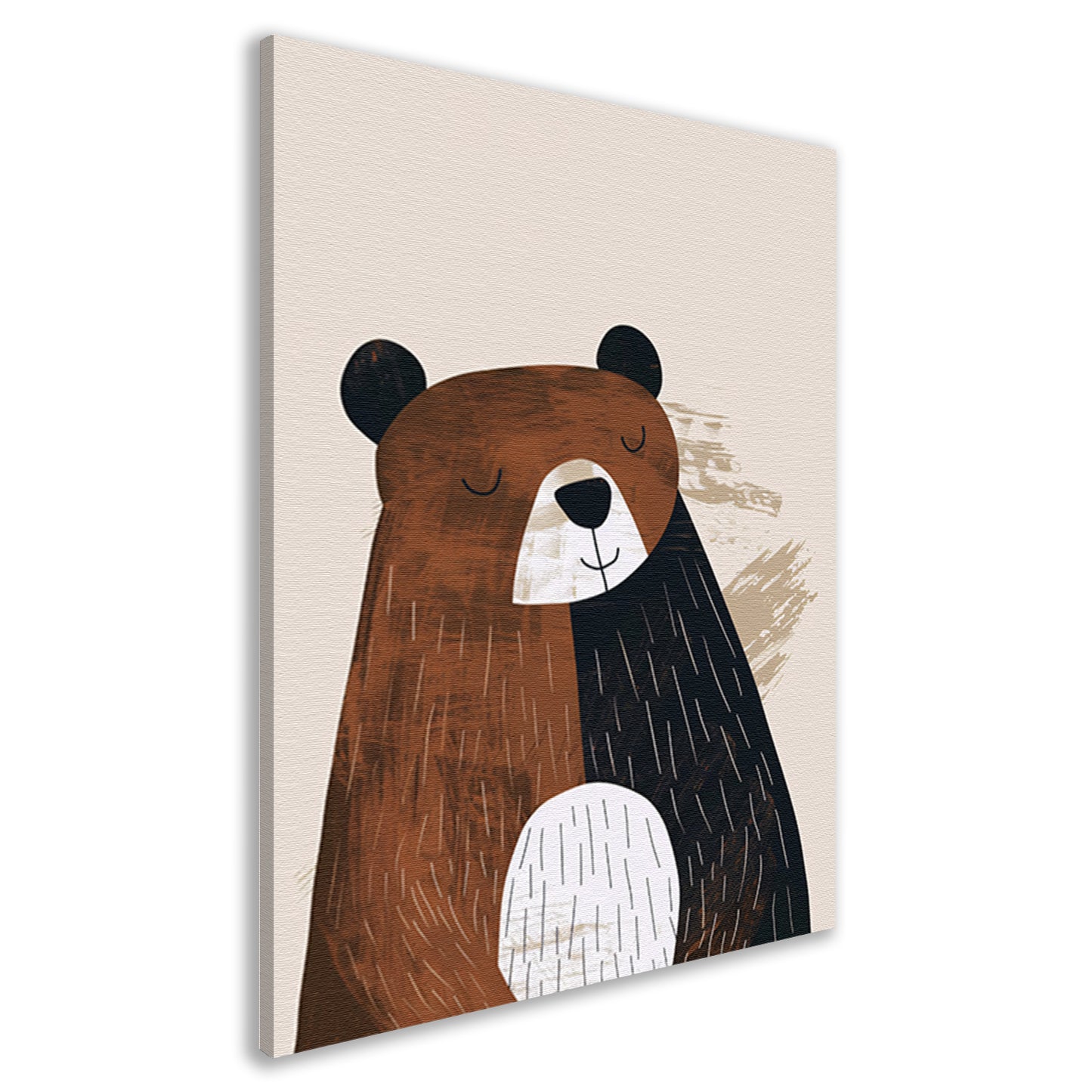Minimalistisch illustratie van een bruine beer canvas