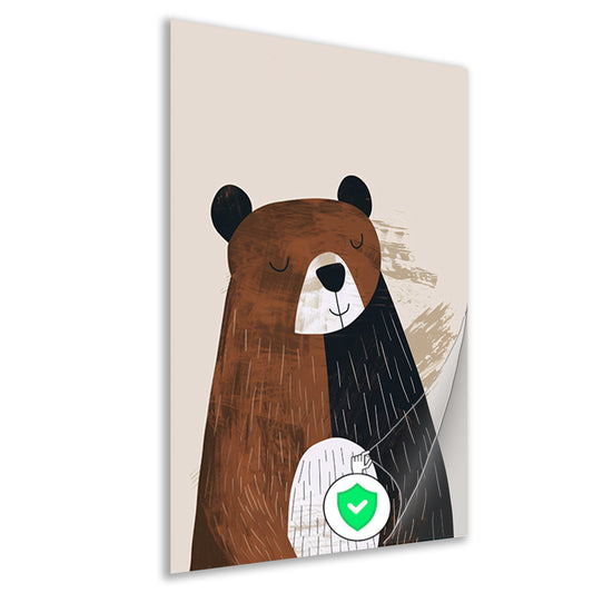 Minimalistisch illustratie van een bruine beer poster