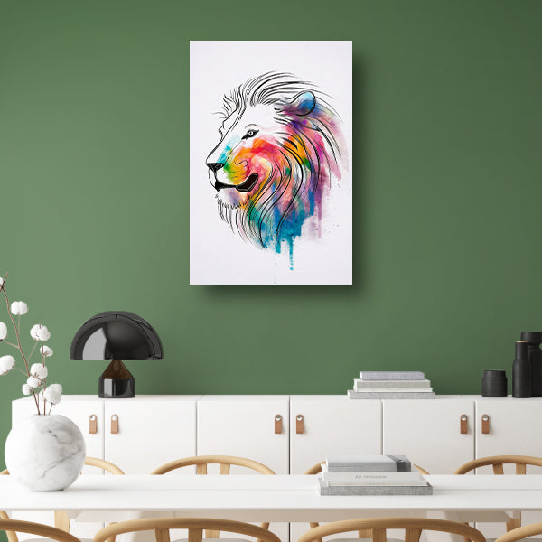 Abstracte Kleurrijke Leeuw in Lijnen poster