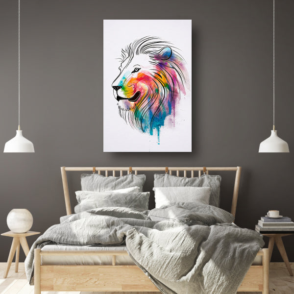 Abstracte Kleurrijke Leeuw in Lijnen poster
