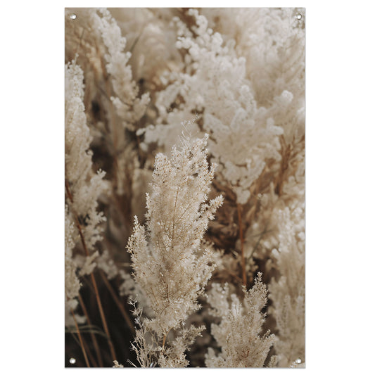 Beige pluimen dansen in de wind tuinposter