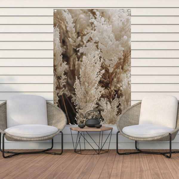 Beige pluimen dansen in de wind tuinposter