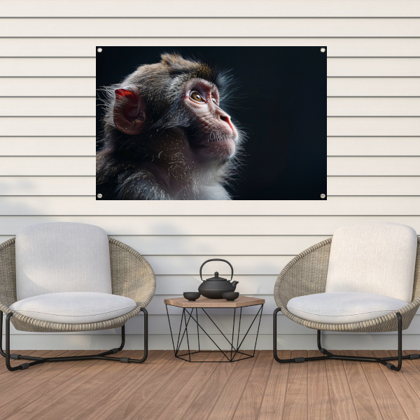 Reflectieve Blik van een Aap in het Duister tuinposter