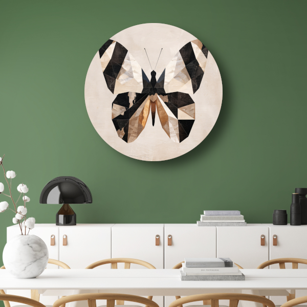 Geometrische Art Deco Stijl Vlinderontwerp aluminium muurcirkel