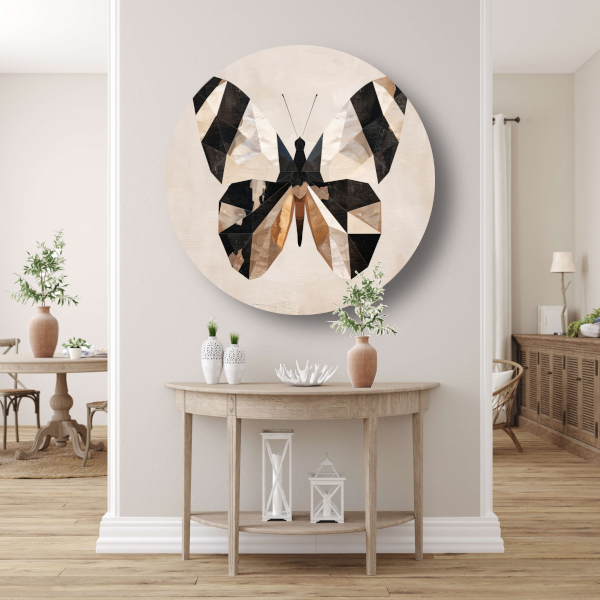 Geometrische Art Deco Stijl Vlinderontwerp aluminium muurcirkel