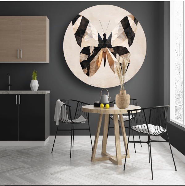 Geometrische Art Deco Stijl Vlinderontwerp aluminium muurcirkel