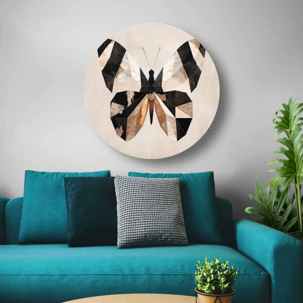 Geometrische Art Deco Stijl Vlinderontwerp aluminium muurcirkel