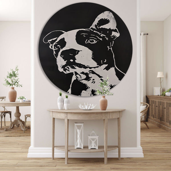 Minimalistisch Straathond Portret aluminium muurcirkel