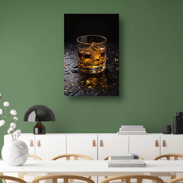 Amber Whisky in Glas met Gouden Accenten canvas