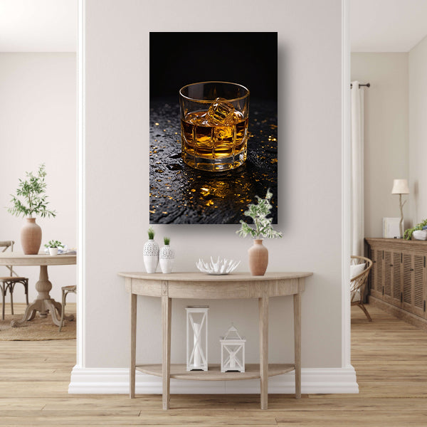 Amber Whisky in Glas met Gouden Accenten canvas