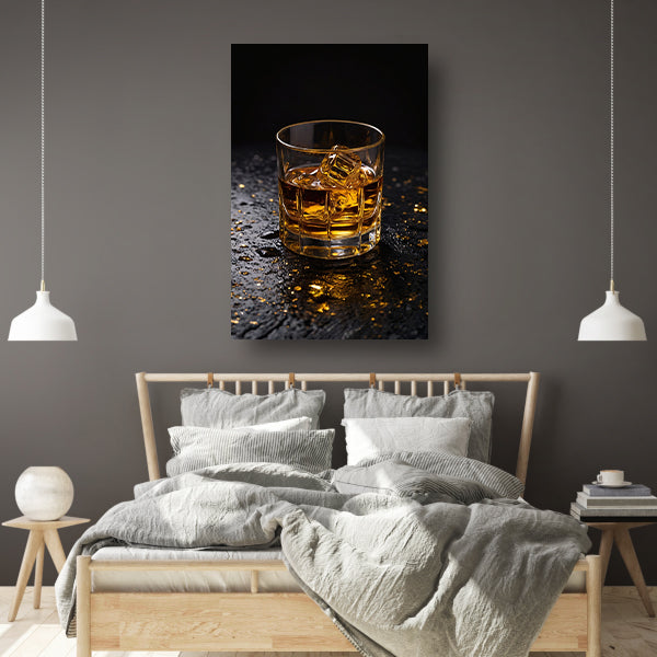 Amber Whisky in Glas met Gouden Accenten canvas