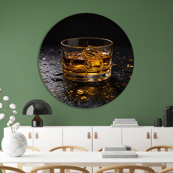 Amber Whisky in Glas met Gouden Accenten forex muurcirkel