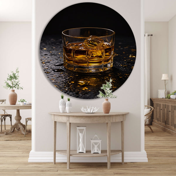 Amber Whisky in Glas met Gouden Accenten forex muurcirkel
