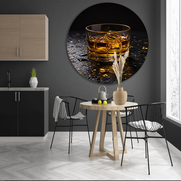 Amber Whisky in Glas met Gouden Accenten forex muurcirkel