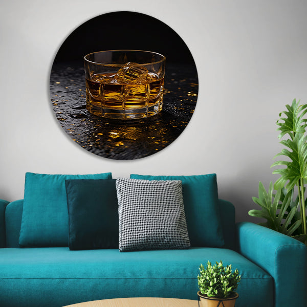 Amber Whisky in Glas met Gouden Accenten forex muurcirkel