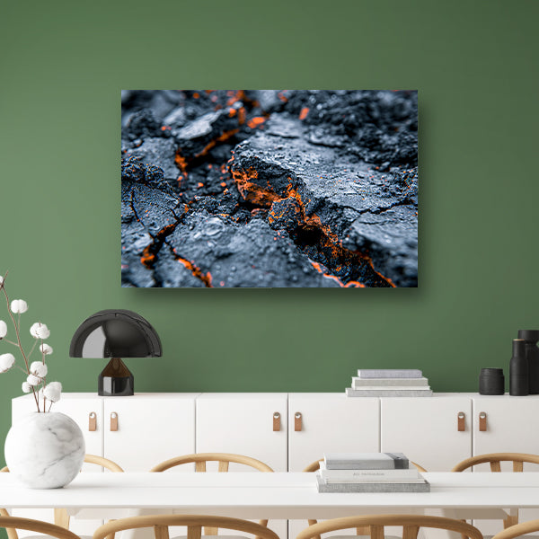 Vurige texturen in gebarsten rots canvas