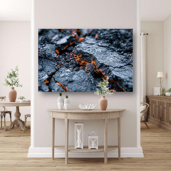 Vurige texturen in gebarsten rots canvas