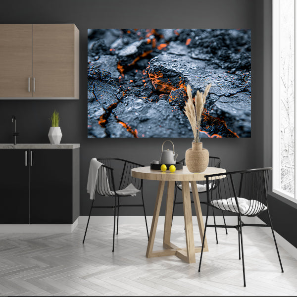 Vurige texturen in gebarsten rots canvas