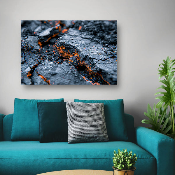 Vurige texturen in gebarsten rots canvas