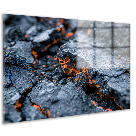 Vurige texturen in gebarsten rots acrylglas