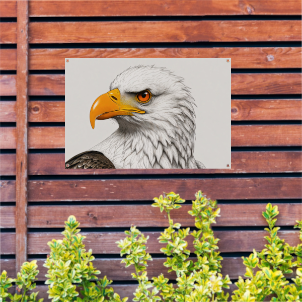 Intense blik van een majestueuze adelaar tuinposter