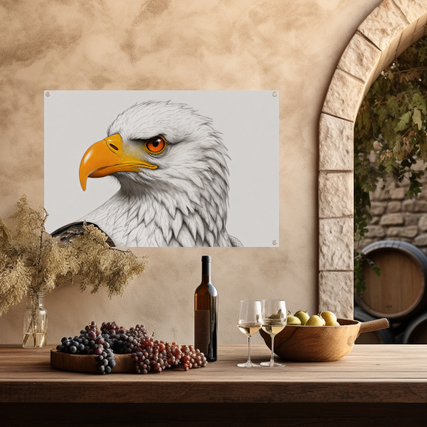 Intense blik van een majestueuze adelaar tuinposter