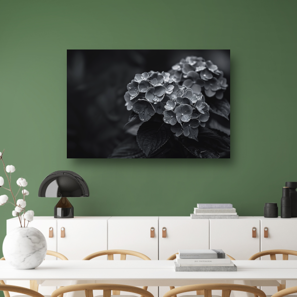 Hydrangeas in Vaas canvas met baklijst