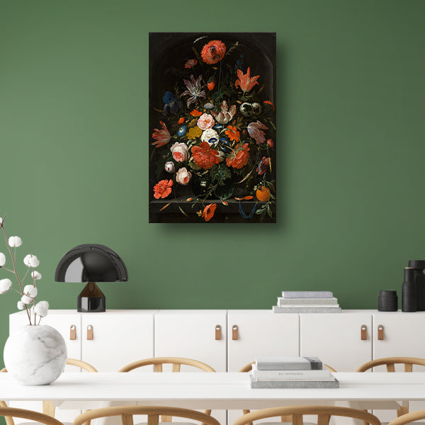 Bloemen in een glazen vaas - Abraham Mignon poster