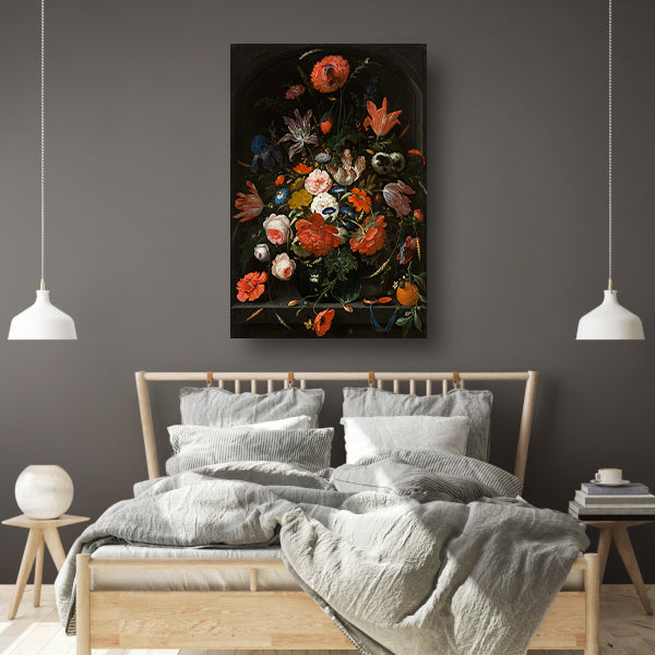 Bloemen in een glazen vaas - Abraham Mignon poster
