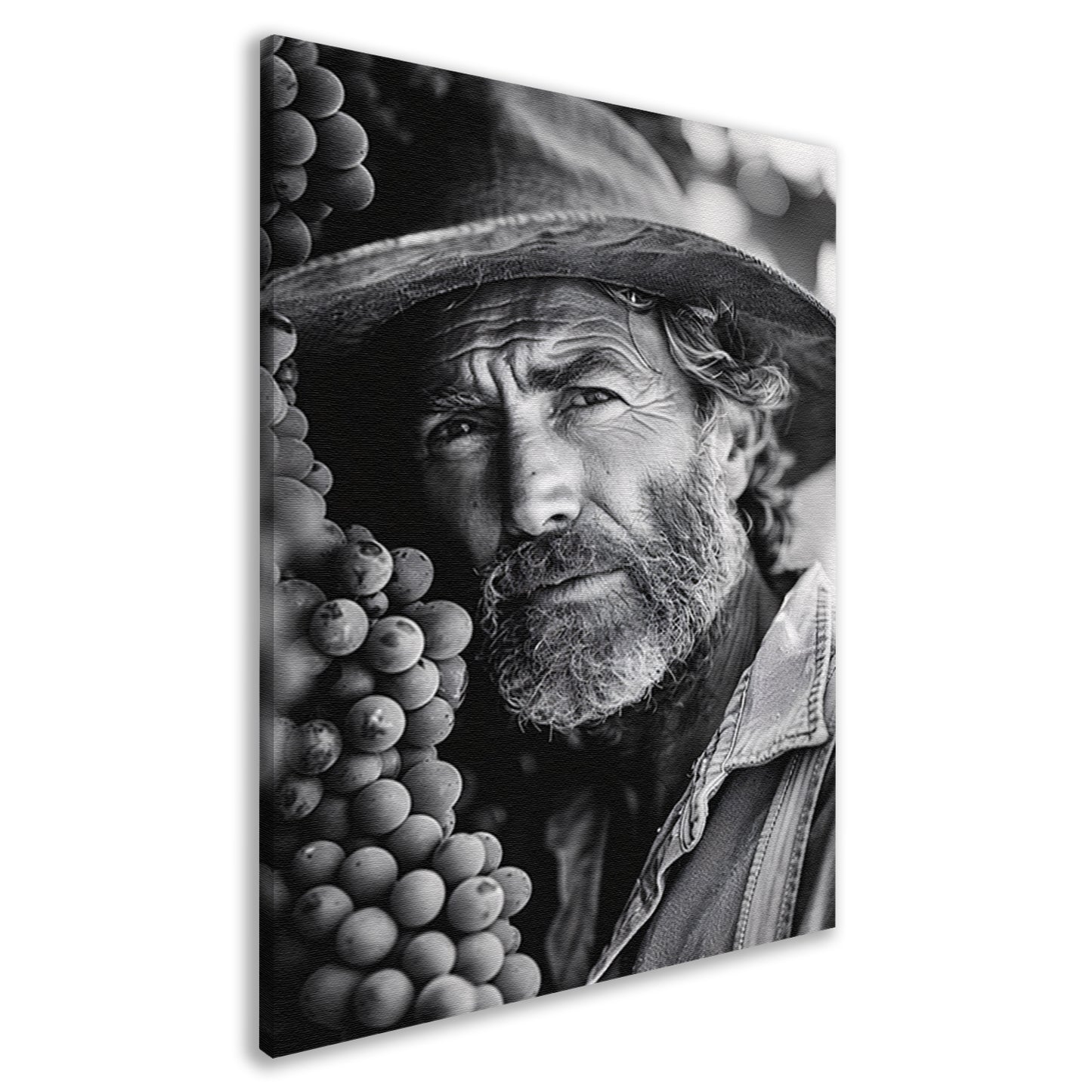 Portret van een wijngaardenier met druiven canvas