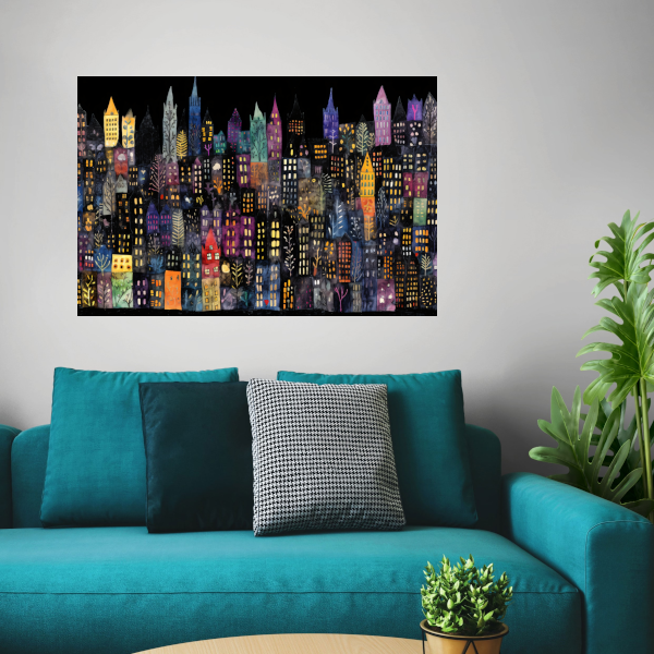 Kleurrijke Stad bij Nacht acrylglas