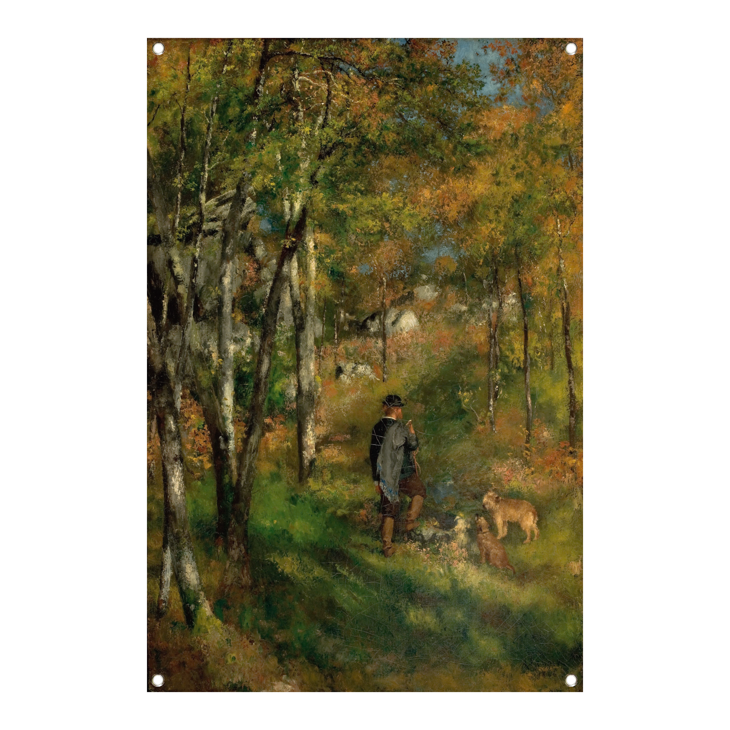 Jules Le Coeur en zijn honden in het bos van Fontainebleau - Pierre-Auguste Renoir tuinposter