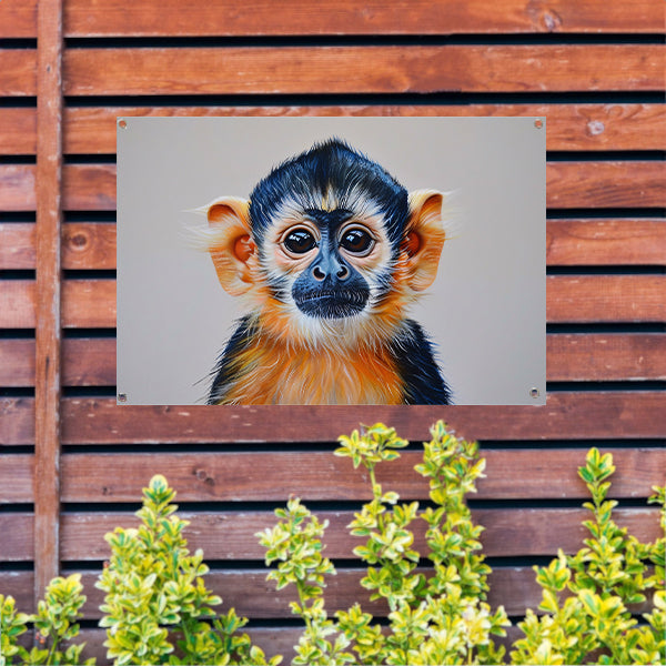 Realistisch schilderij van een schattige aap tuinposter