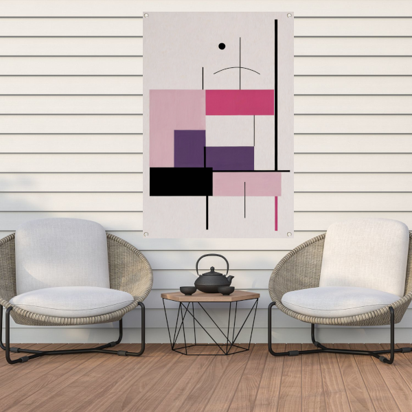 Abstracte composities met roze en paars tuinposter