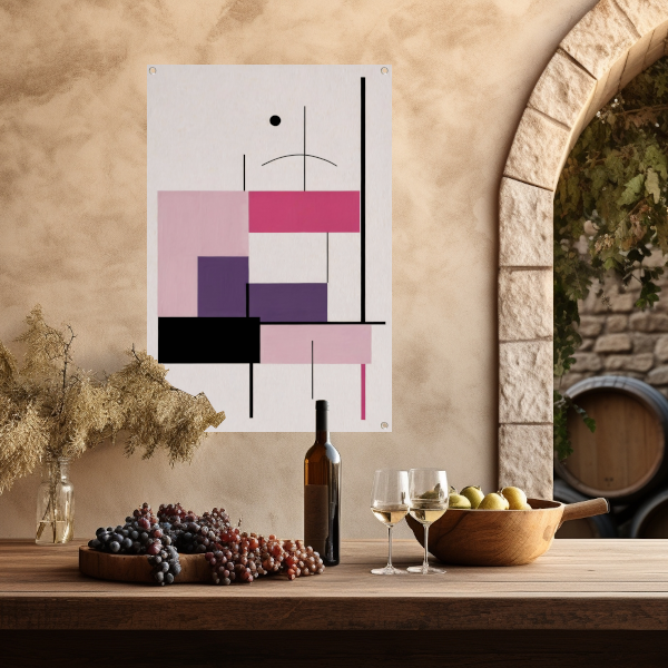 Abstracte composities met roze en paars tuinposter