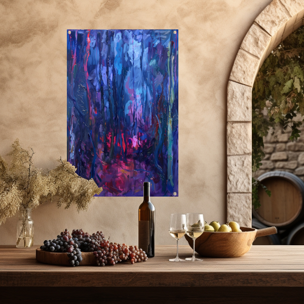 Vibrant Abstract Forest Scene in Rich Colors tuinposter
