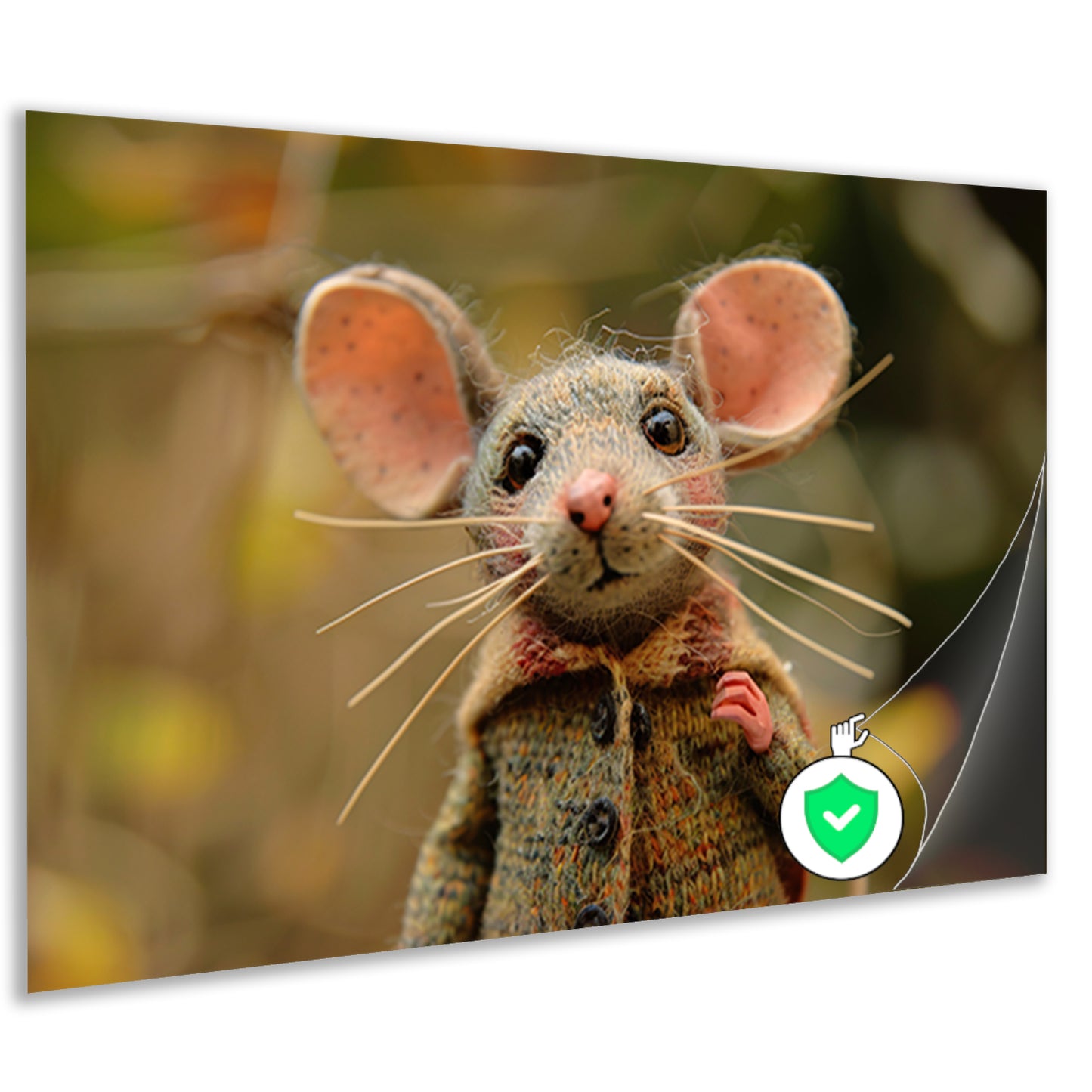 Gedetailleerde muis met kleren in bos poster
