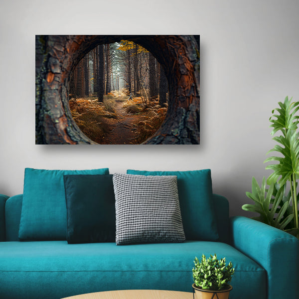 Eenzame wandeling door herfstbos poster