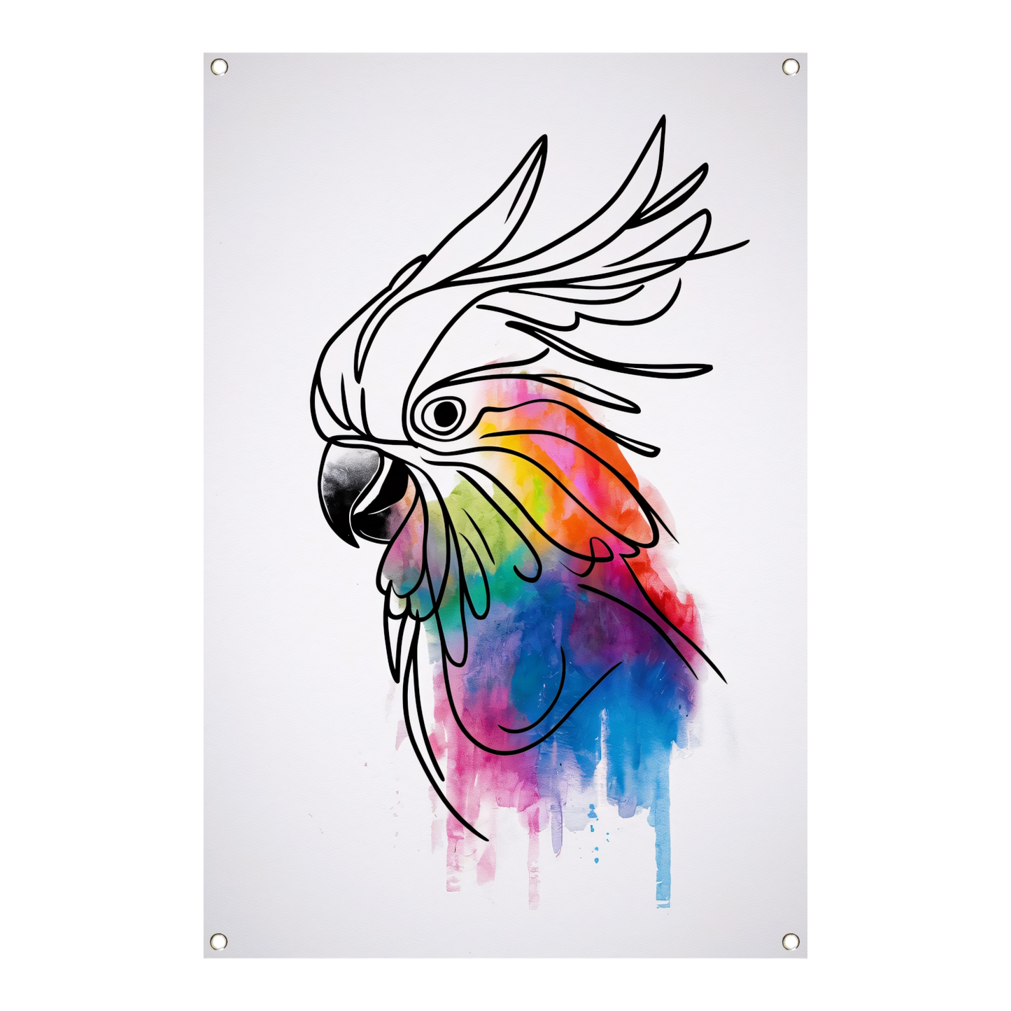 Kleurrijke Kaketoe in Moderne Lijnkunst tuinposter