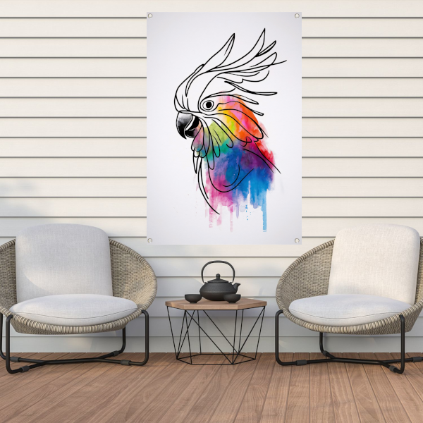 Kleurrijke Kaketoe in Moderne Lijnkunst tuinposter