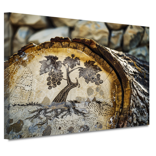 Schets op boomstam: Druivenrank canvas