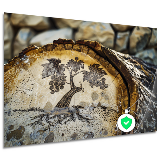 Schets op boomstam: Druivenrank poster