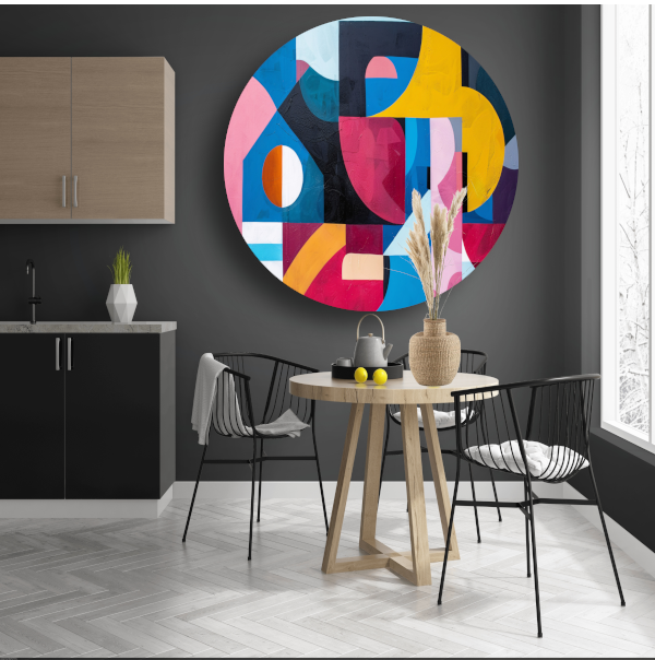 Abstracte Dans van Kleur en Vorm forex muurcirkel