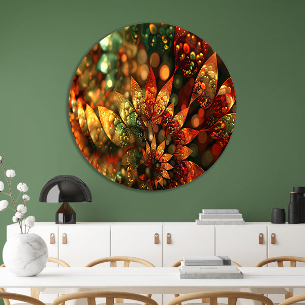 Abstracte Bloemen Compositie aluminium muurcirkel