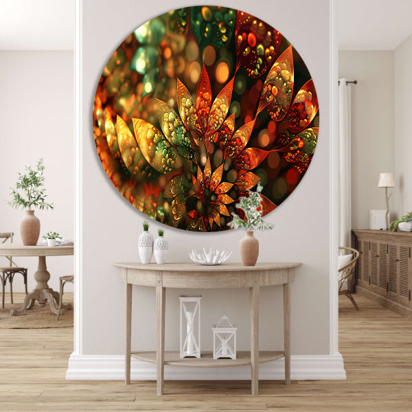 Abstracte Bloemen Compositie aluminium muurcirkel