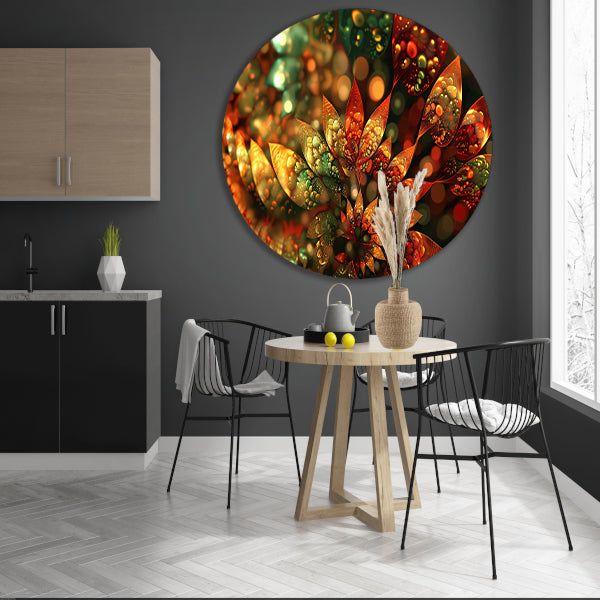 Abstracte Bloemen Compositie aluminium muurcirkel