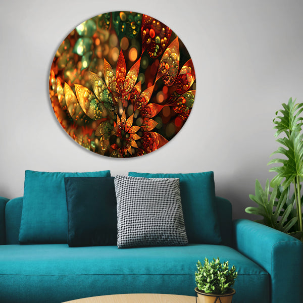Abstracte Bloemen Compositie aluminium muurcirkel